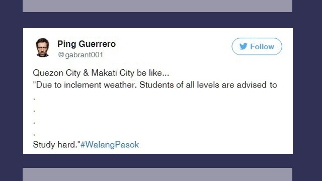 WalangPasok trends on Twitter as schools suspend classes, work