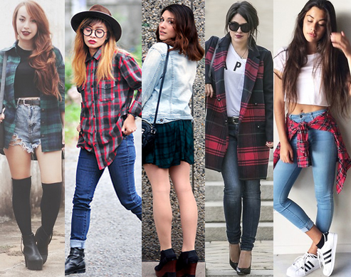 Plaid and hot sale denim outfit