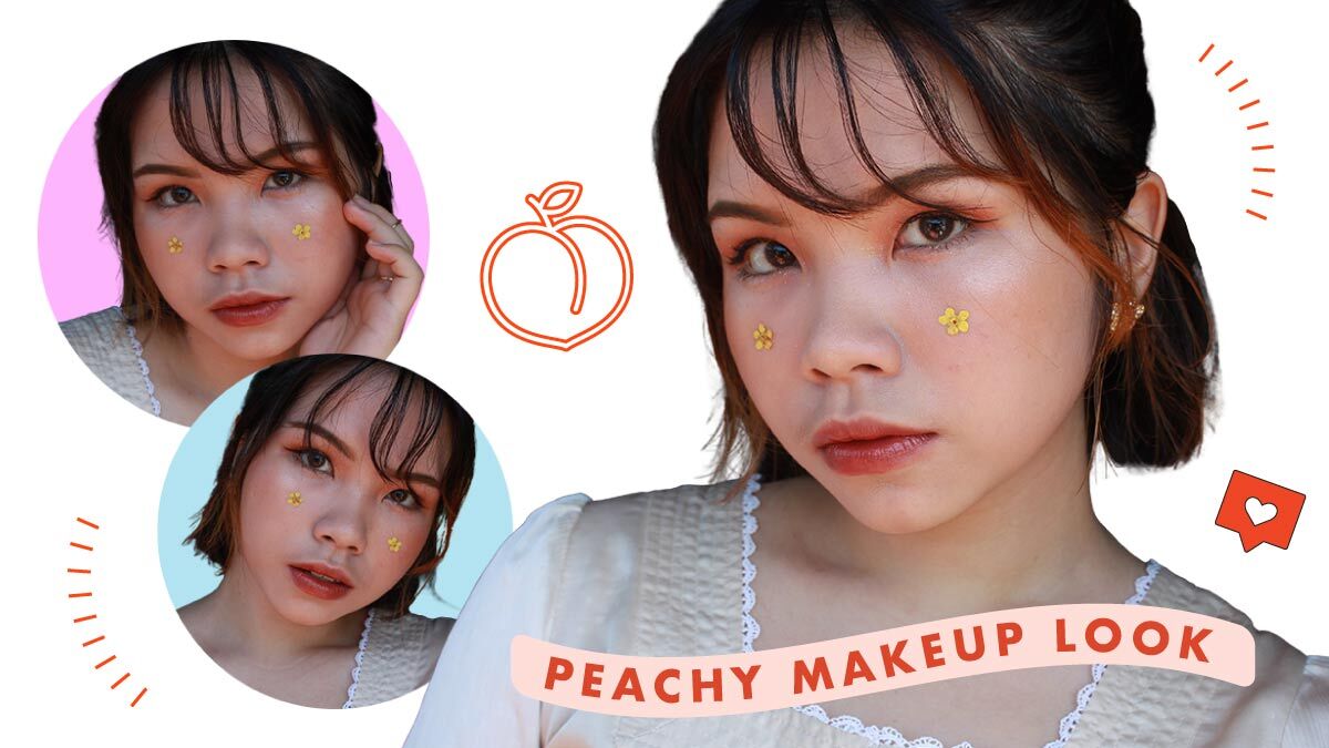 Peachy Aesthetic Makeup Look – No Brushes Needed