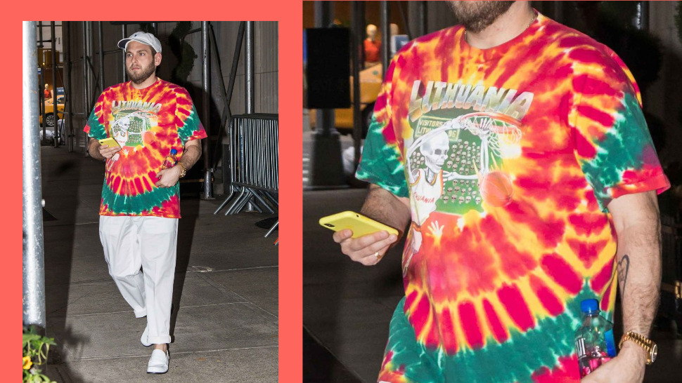 Jonah Hill's Dunking Skeleton Tie-Dye Tee Has One Hell of a Backstory