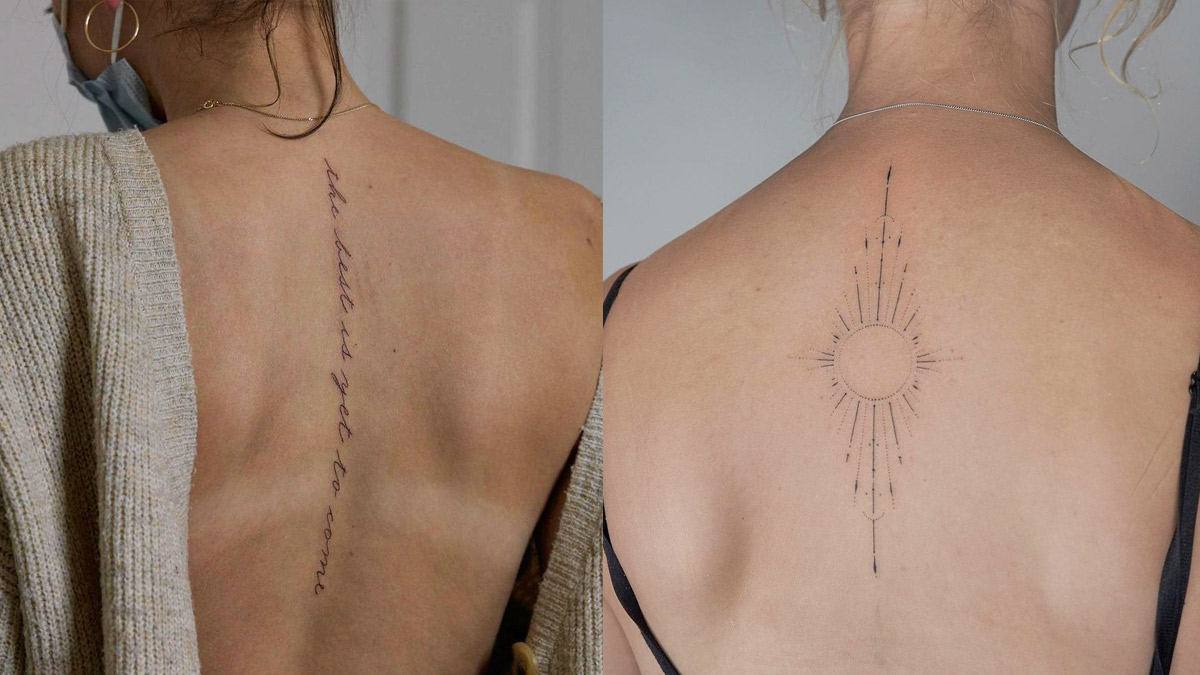 25 Bold Women Back Tattoo Ideas Art Designs  Tatuagem Tatuagem delicada  Frases para tatuagem feminina