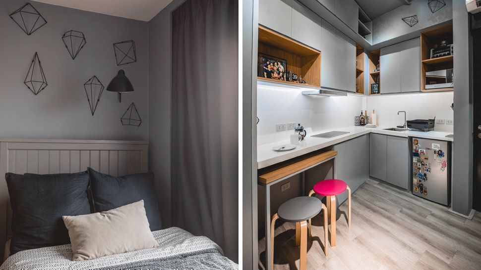 This 17sqm Studio Unit Gives Us Small Space Goals,Small Semi Open Kitchen Designs