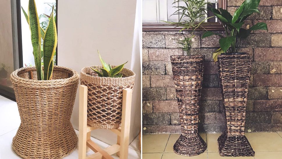 Large, 13 Inch Plant Baskets Laundry Rattan Plant Stand with Durable Handles Storage Decorative Seagrass Plant Pots for Indoor Picnic Ideal for Home Decor Large Planter Woven Basket 
