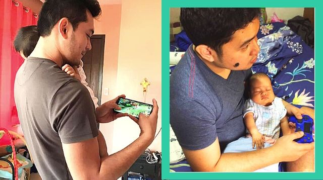 Multitasking Dads Play Video Games While On Baby Duty!