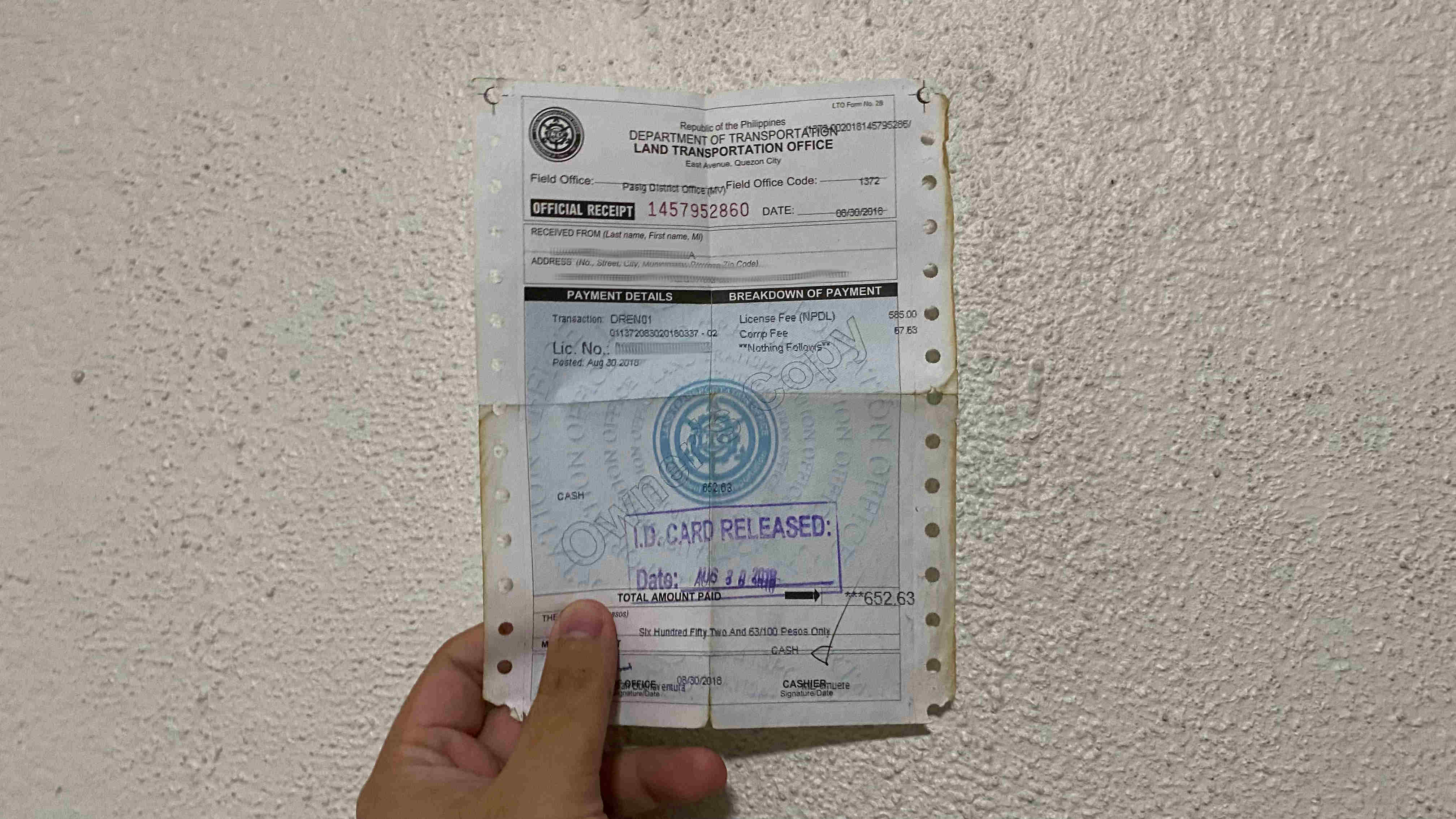 LTO No Need To Present OR If You Have Driver s License