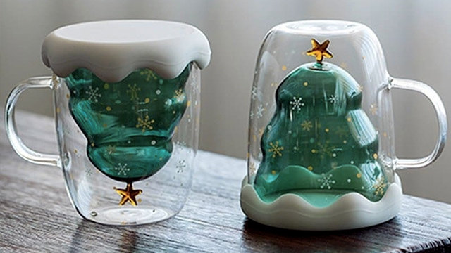 2020 Starbucks Bear Silicone Lid Christmas Tree Double Glass Coffee Mug Cup sets 