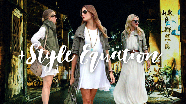 Style Equation: Military Jacket And Little White Dress