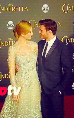 Lily James and Richard Madden at Cinderella Premiere GIF