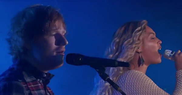 Ed Sheeran and Beyonce at the Global Citizen Festival