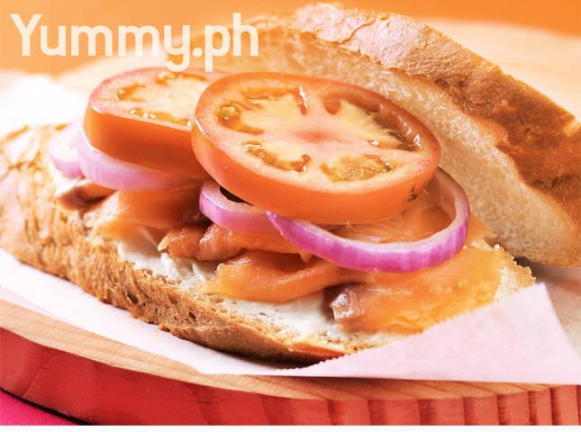 Salmon and Tomato Baguette Sandwich