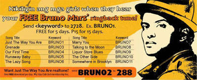 Bruno Mars ringback tones