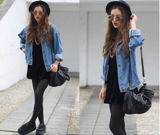 Style Equation: Hat + Denim Jacket + Dress