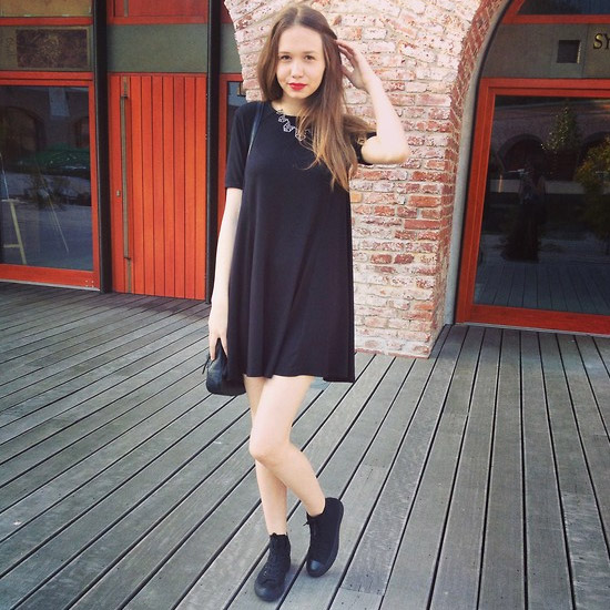 white sneakers black dress