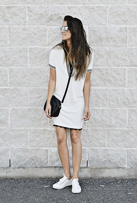 Style Equation: White Dress + White Sneakers