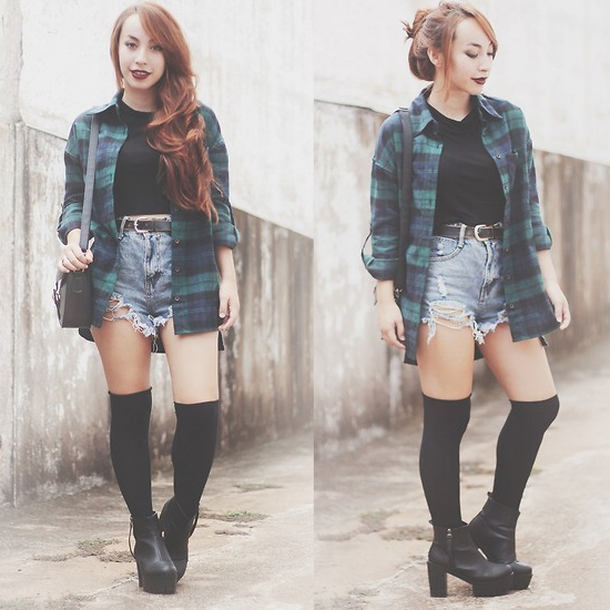 Stylish Outfit Combo: Plaid and Denim