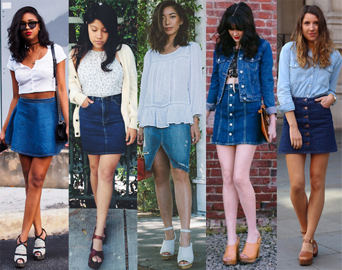 Chic Summer Outfit: Denim Skirt + Wedges