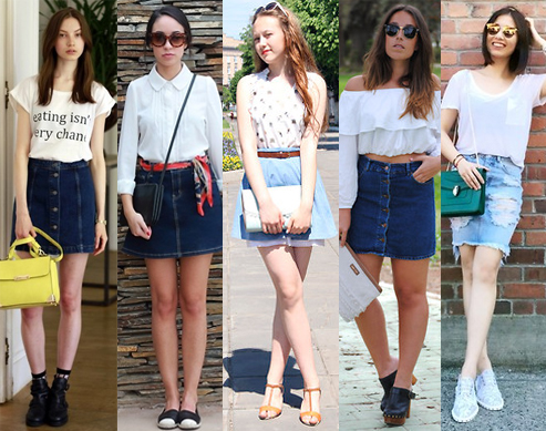 Chic Summer Outfit: White Top and Denim Skirt