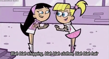 2 Cartoon Girls Talking About Shopping GIF