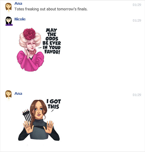 We Want To Reply With Mockingjay Stickers on Facebook All Day