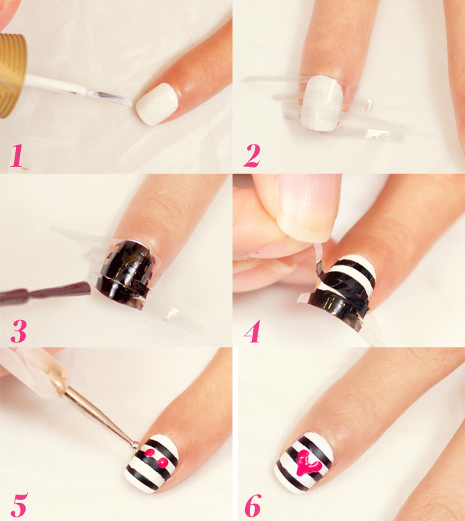 DIY Valentine's Day Nail Art: Hearts and Stripes