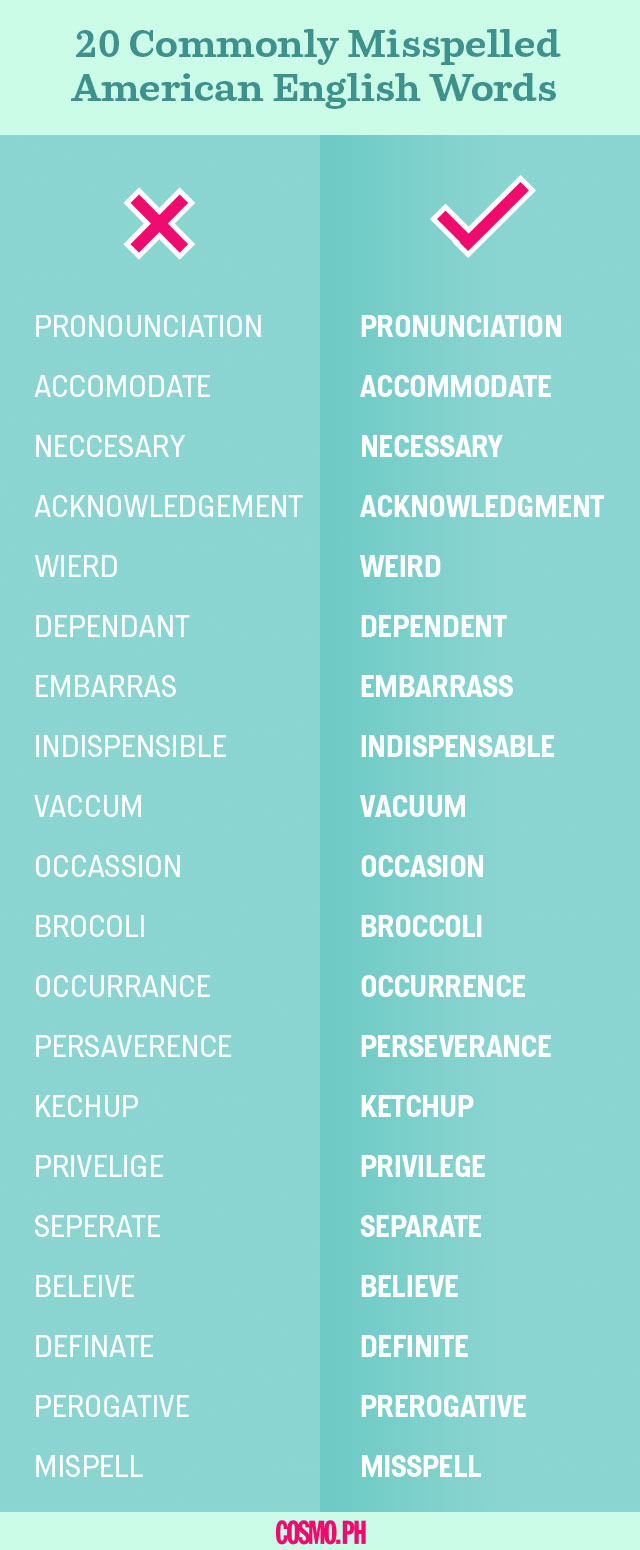 20 Commonly Misspelled American English Words