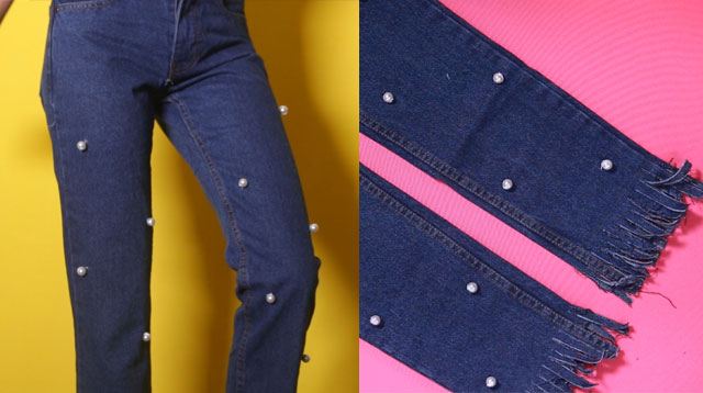 Diy Fashion Pearl Embellished Jeans