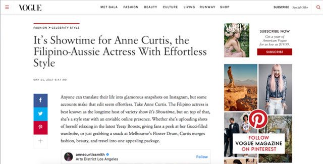 Anne Curtis is must-follow star on Instagram, according to Vogue