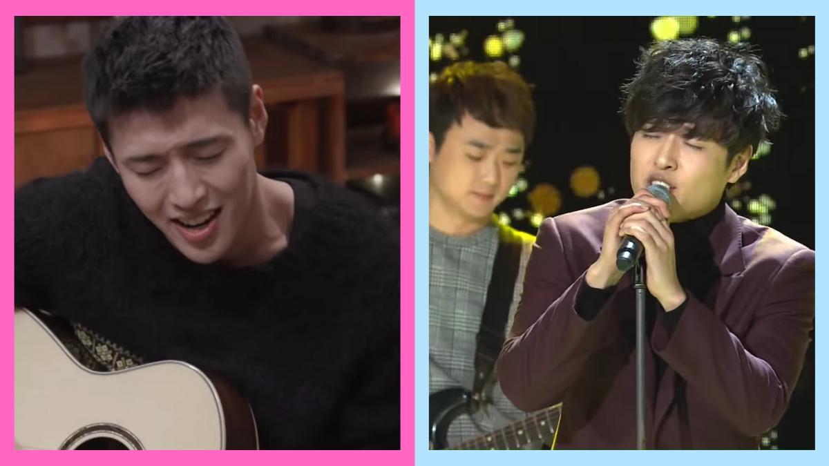 Side-by-side photos of Kang Ha Neul singing at Life Bar in 2017 and at the SBS Awards Festival in 2014