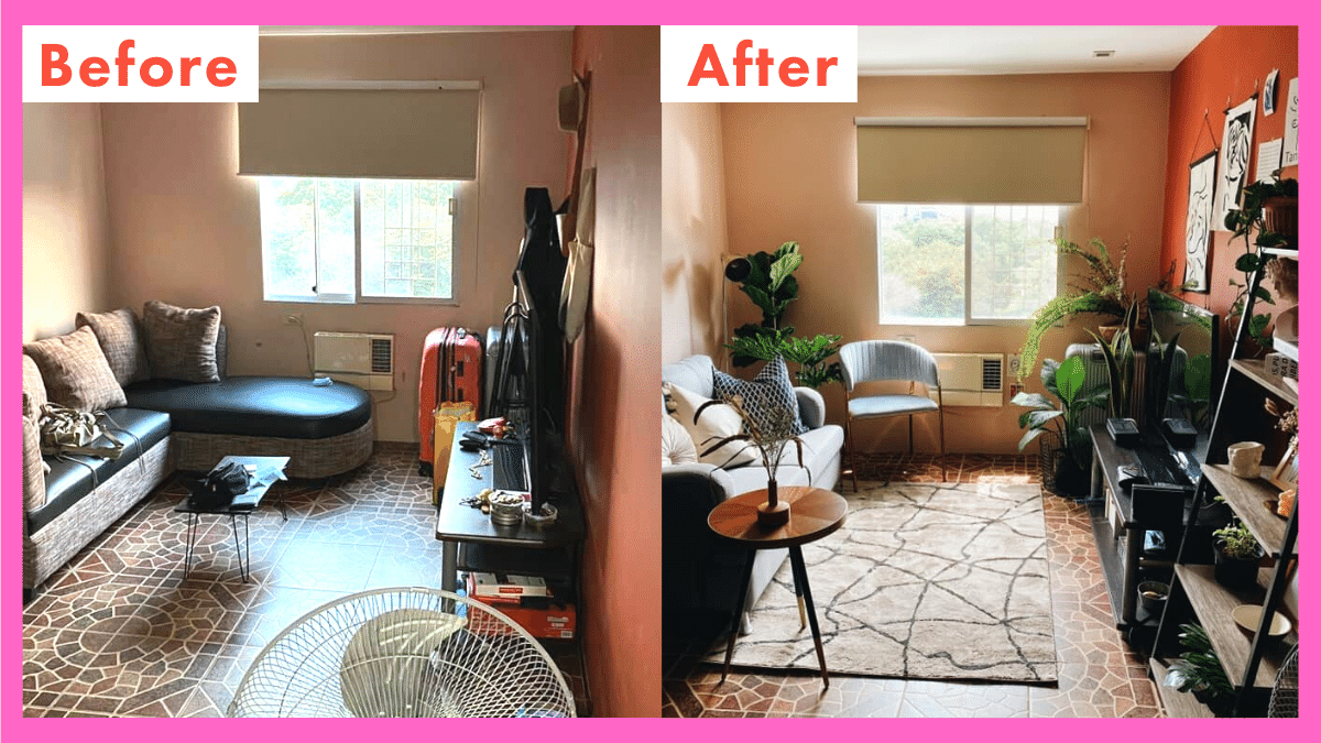 Before and after photos of a room makeover.