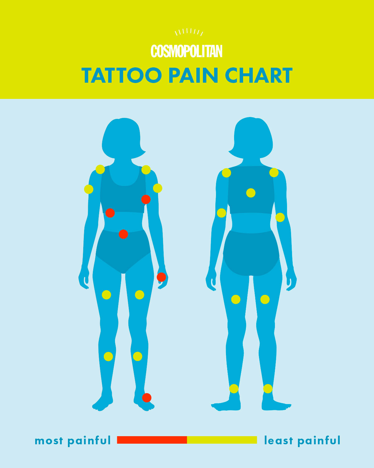 Tattoo Pain Chart Scale What Is The Most Least Painful Place Male   Female  Saved Tattoo