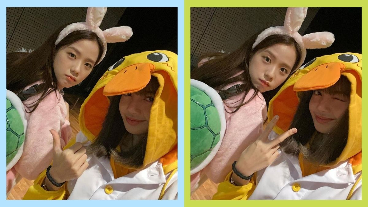 Photos of BLACKPINK's Jisoo and Lisa in costumes