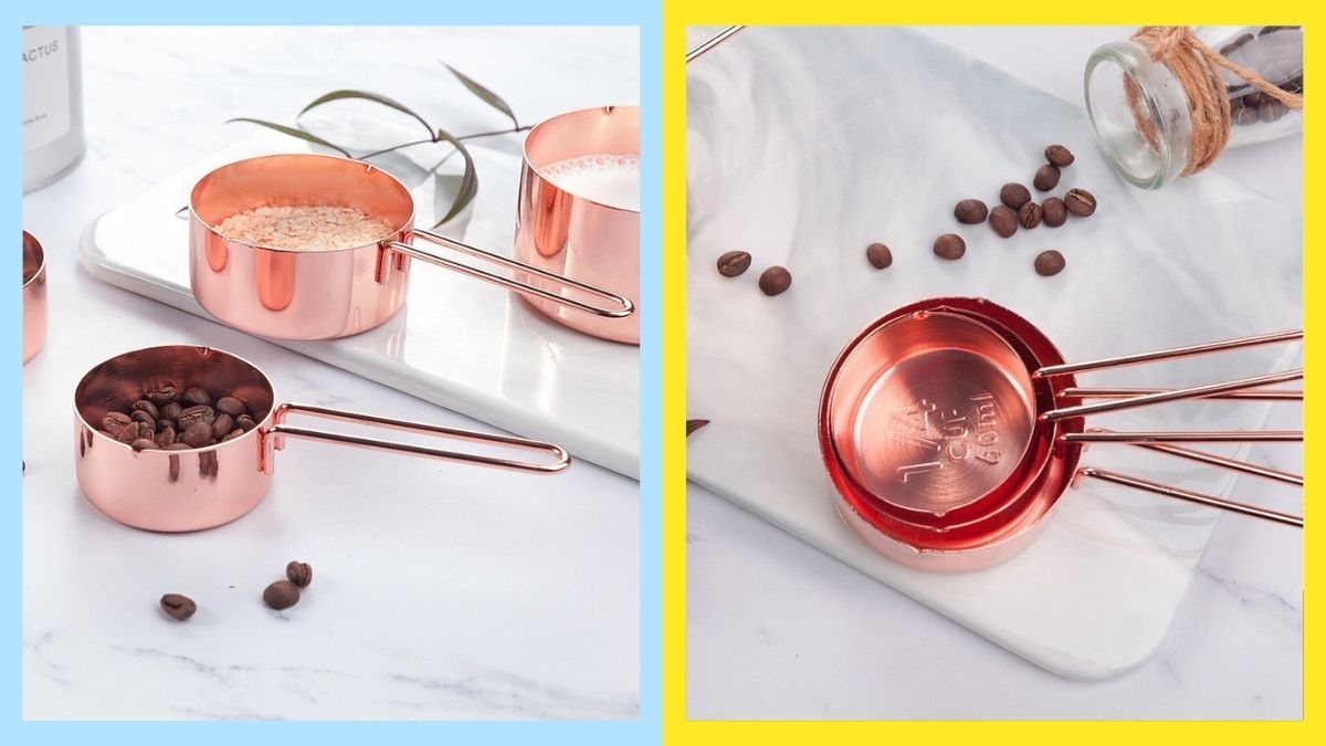Clayy Rose Copper Measuring Cups and Spoons Set