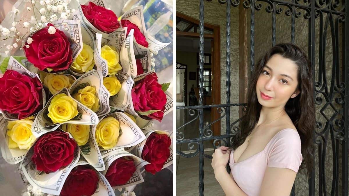 Donnalyn Bartolome gives her mom a money bouquet for birthday