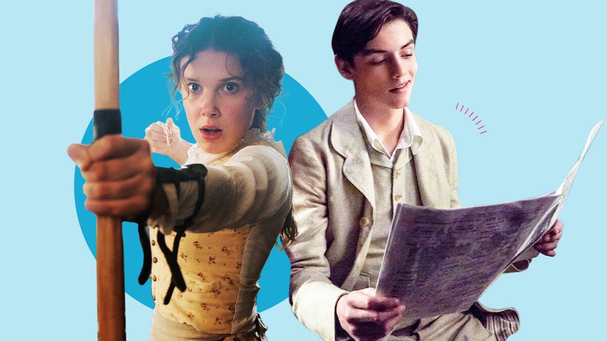 Millie Bobby Brown and Louis Partridge as Enola Holmes and Viscount Tewksbury in Netflix's new movie, Enola Holmes.