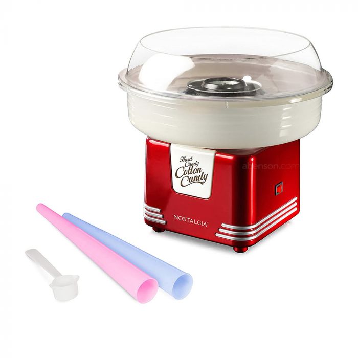 a small, red cotton candy maker