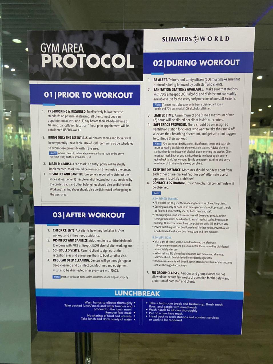 gym safety protocols - signs inside the gym