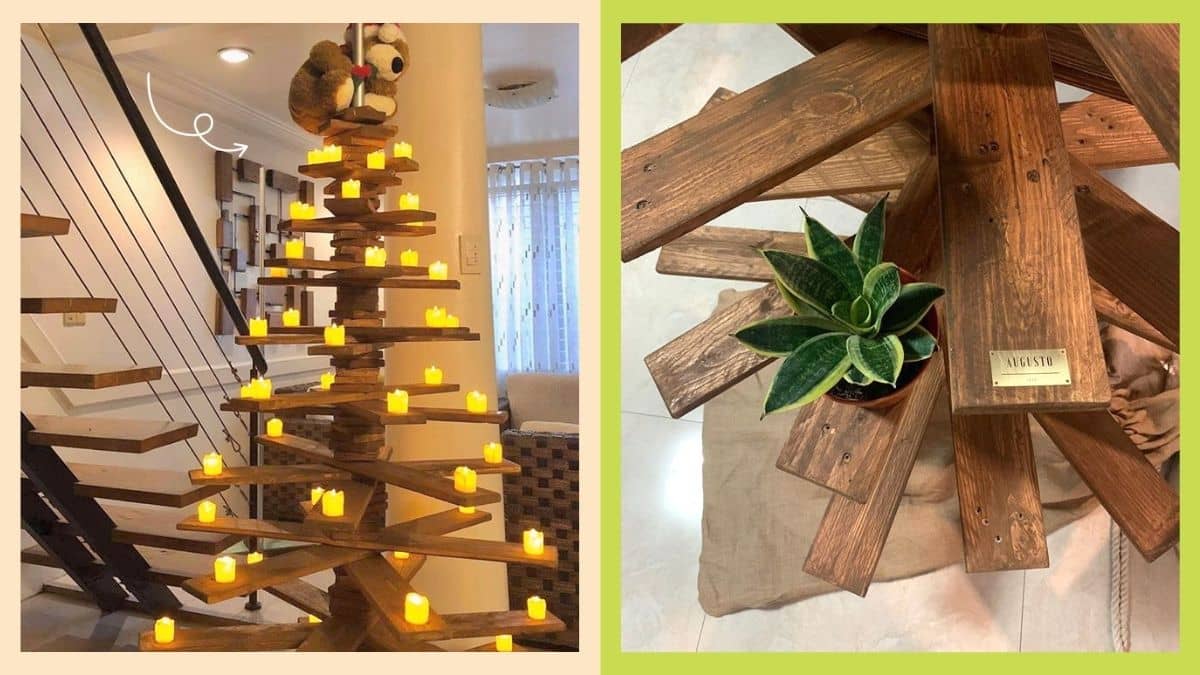 rustic Christmas trees made of wood panels