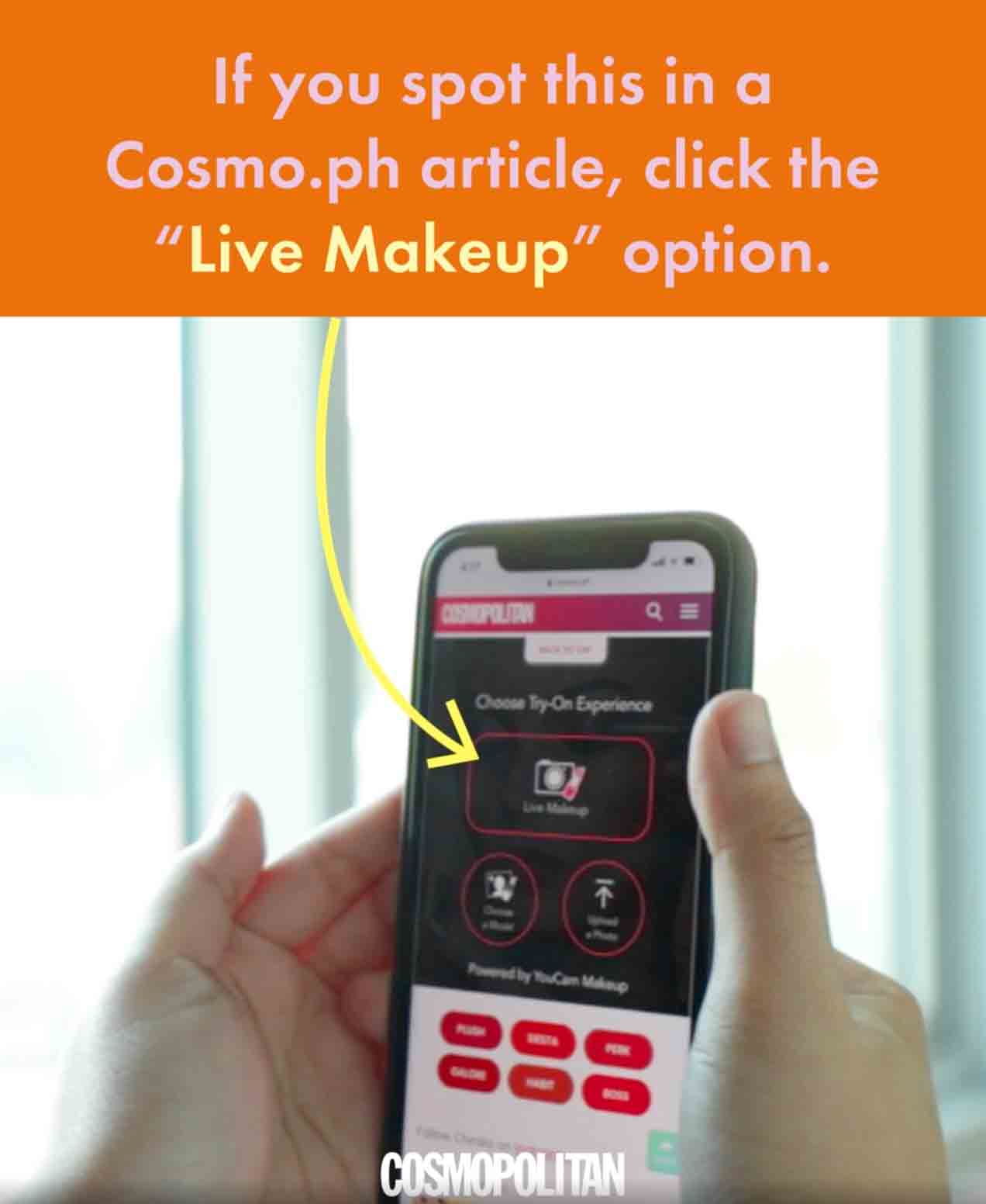 Cosmo Swatch Cam Live Makeup Option