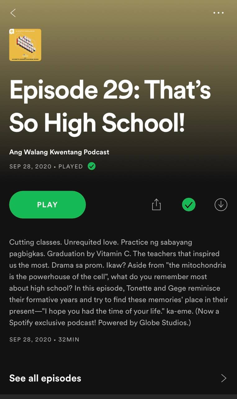 Ang Walang Kwentang Podcast, Spotify