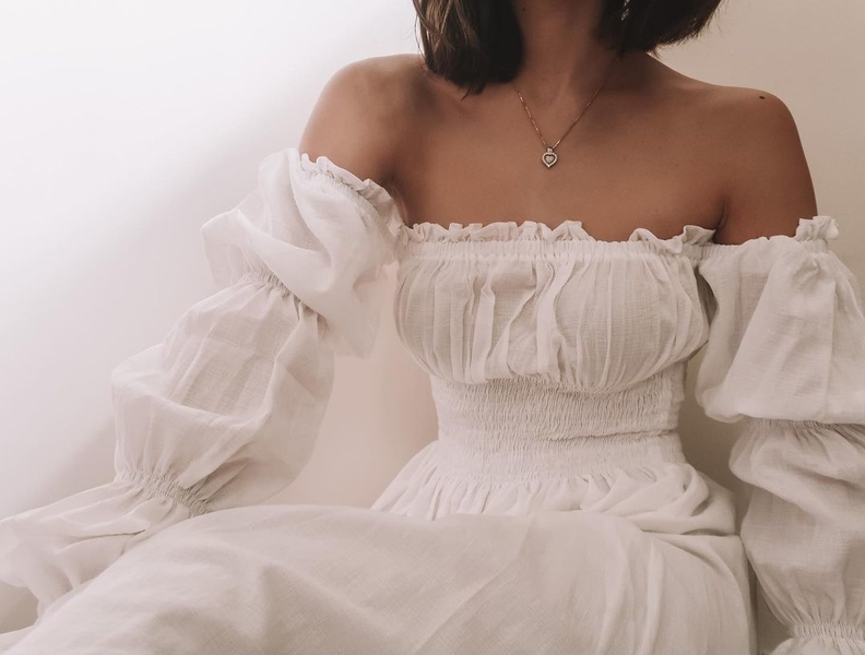 Julia Barretto White Outfits: off-shoulder dress