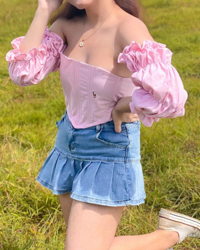 Closet by Mika off-shoulder corset top pastel pink