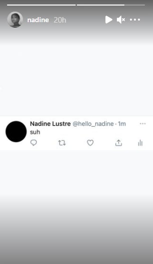 Nadine shares a tweet from her new twitter account on Instagram