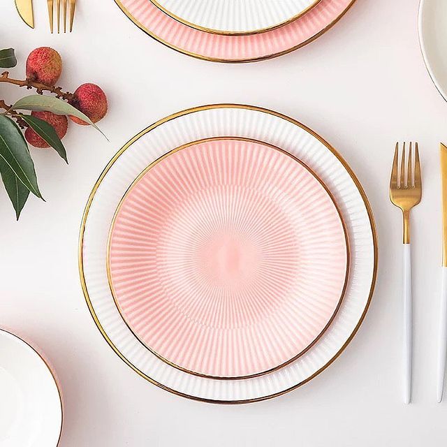Pink items: dinnerware set