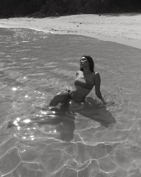 Black and White Instagram photo of Nadine Lustre at the beach