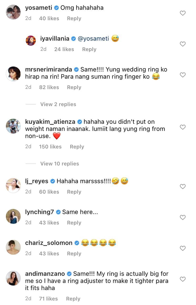 Comments reacting to Iya Villania's post about her wedding ring