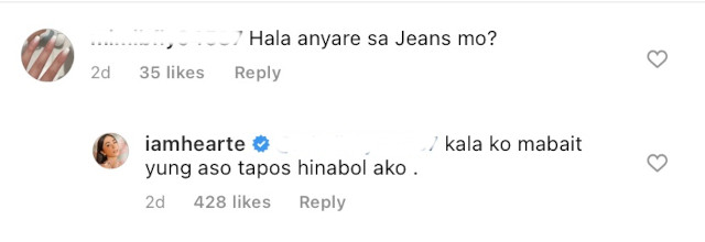 Heart Evangelista's reply to IG comment about her ripped jeans