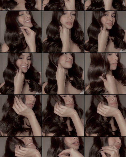 Rhen Escano showing off her curls in different angles via a grid