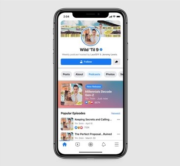 Facebook audio tools: listening to podcasts within the app