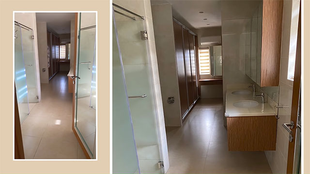 A before and after photo of Toni Gonzaga's newly renovated master's bathroom