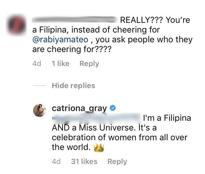Catriona replying to a comment that 